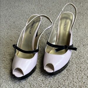 Shoedazzle, light, pink and black platform heels